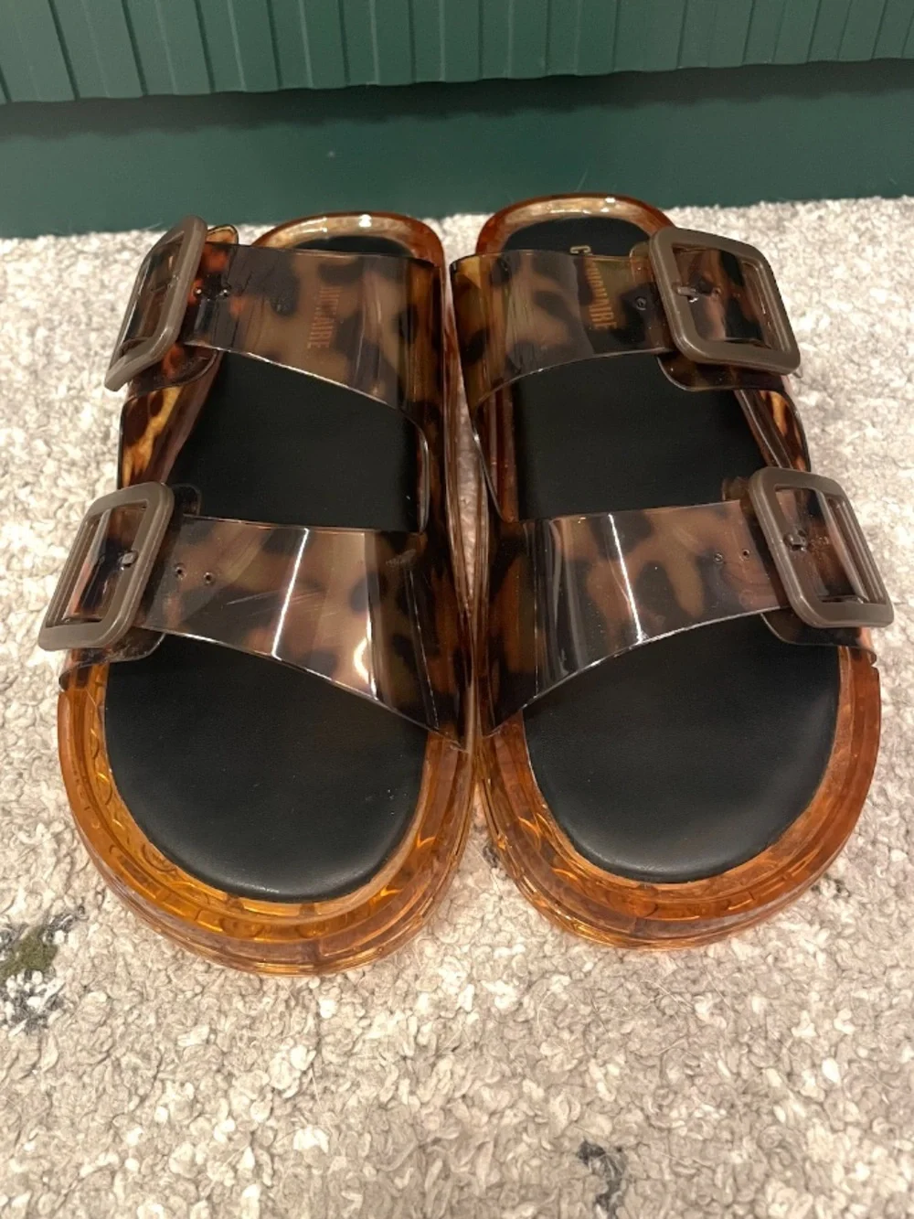 Cushionaire Pool Jelly Slide Sandals Women’s 10 Brown Tortie Clear Waterproof